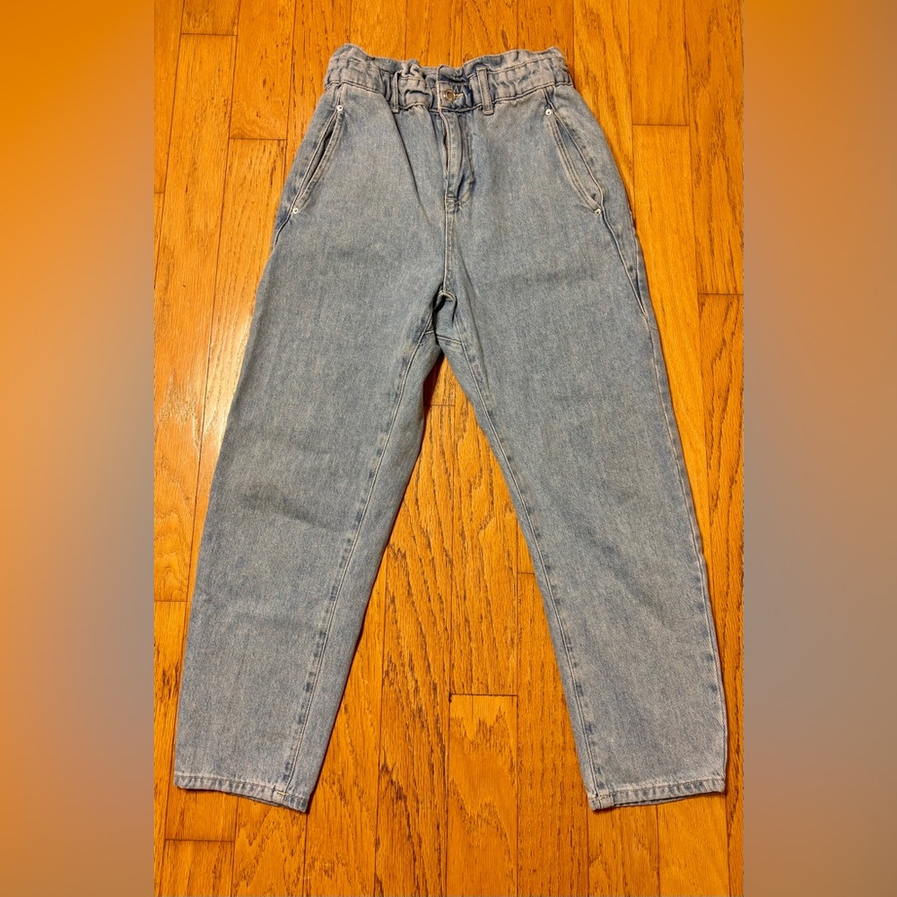 Zara Blue Relaxed Fit Jeans High Waisted Straight Leg